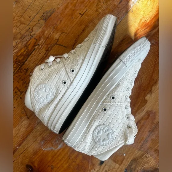 Converse Chuck Taylor Shoreline Mid Top Off White Sneaker Women Size 8 - Picture 7 of 12